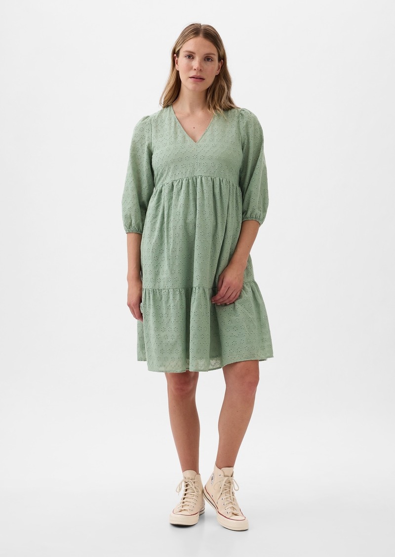 Gap Maternity Eyelet Tiered Mini Dress