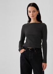 Gap Modern Rib Cropped Boatneck T-Shirt