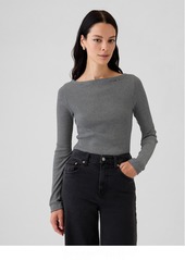 Gap Modern Rib Cropped Boatneck T-Shirt