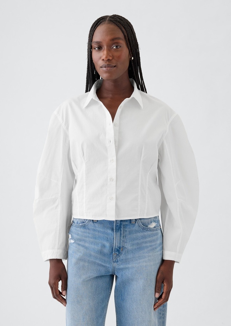 Gap Organic Cotton Barrel Sleeve Cropped Shirt