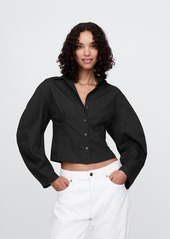 Gap Organic Cotton Barrel Sleeve Cropped Shirt