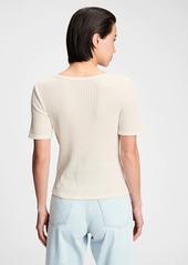 Gap Pointelle Button-Front T-Shirt