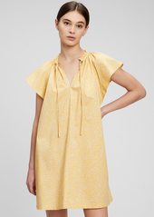 Gap Printed Tie-Front Flutter Sleeve Mini Dress