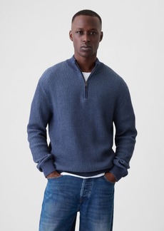 Gap Quarter-Zip Plaited Knit Pullover Sweater