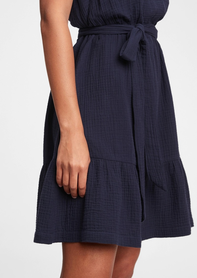 gap ruffle hem gauze dress