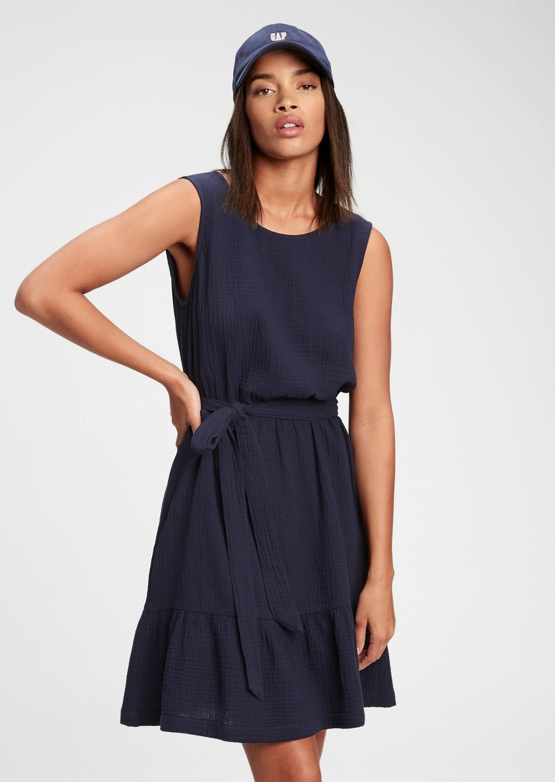 gap ruffle hem gauze dress