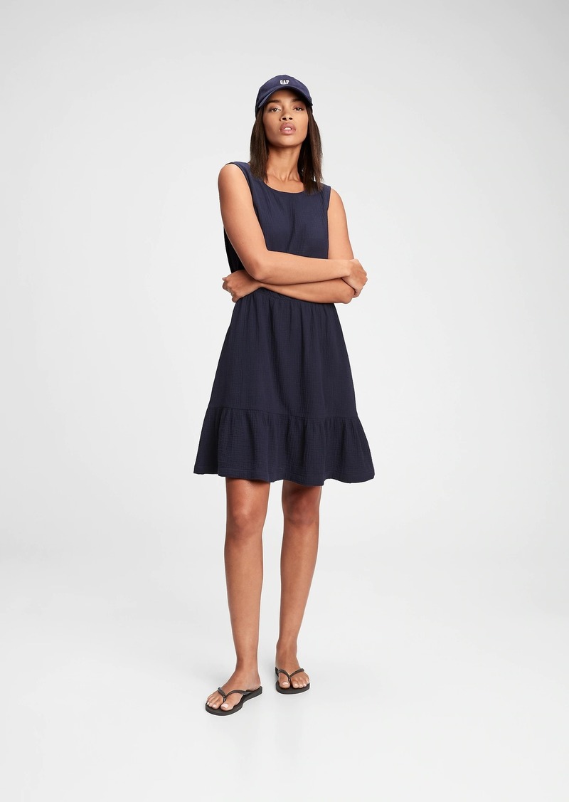 gap ruffle hem gauze dress