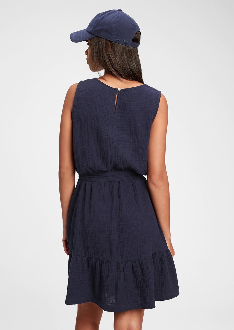 gap ruffle hem gauze dress