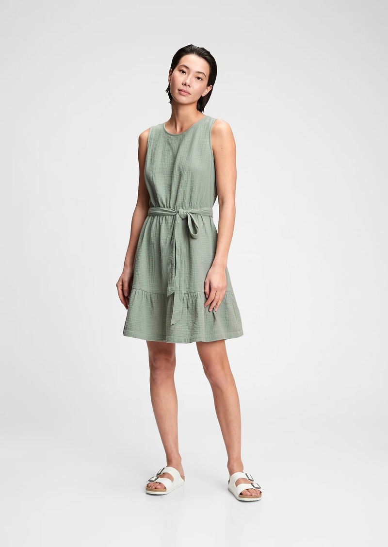 gap ruffle hem gauze dress