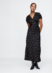 Gap Satin Lace-Trim Floral Maxi Dress