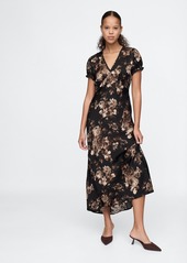 Gap Satin Lace-Trim Floral Maxi Dress