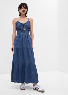 Gap Tie-Front Tiered Denim Maxi Dress with Washwell