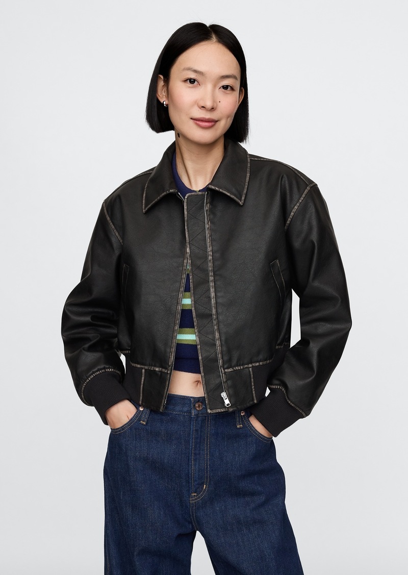 Gap Vegan Leather Bomber Jacket