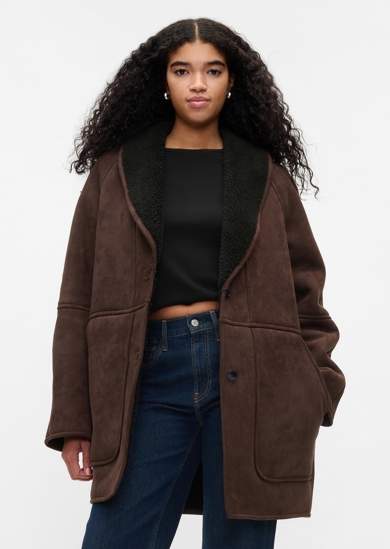 Gap Vegan Suede Shawl Collar Coat