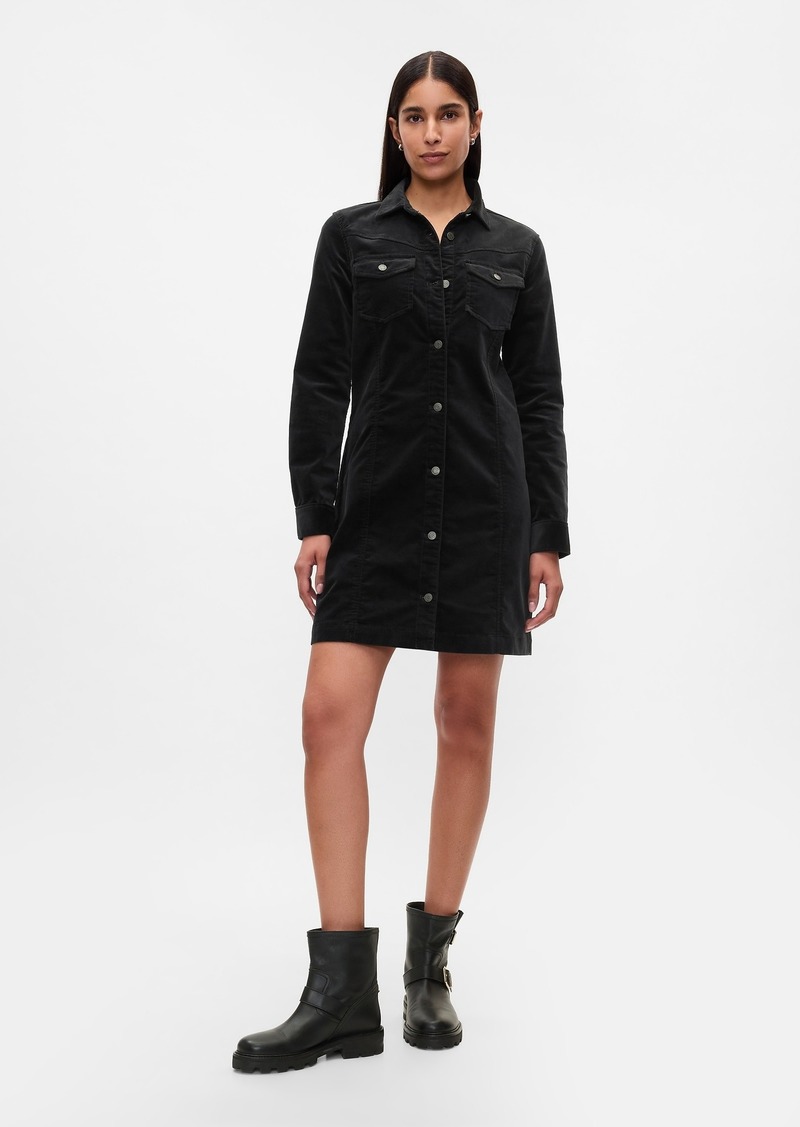 Gap Velvet Denim Mini Shirtdress