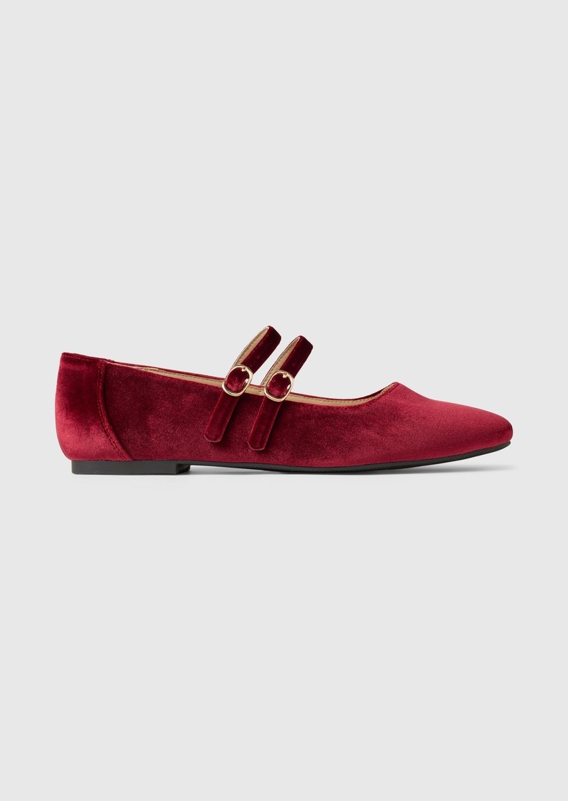 Gap Velvet Double-Strap Mary Jane Flats