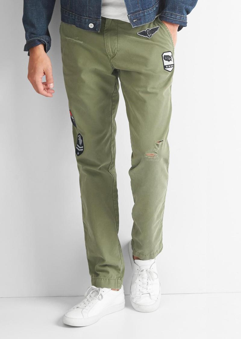 vintage wash khakis in slim fit with gapflex