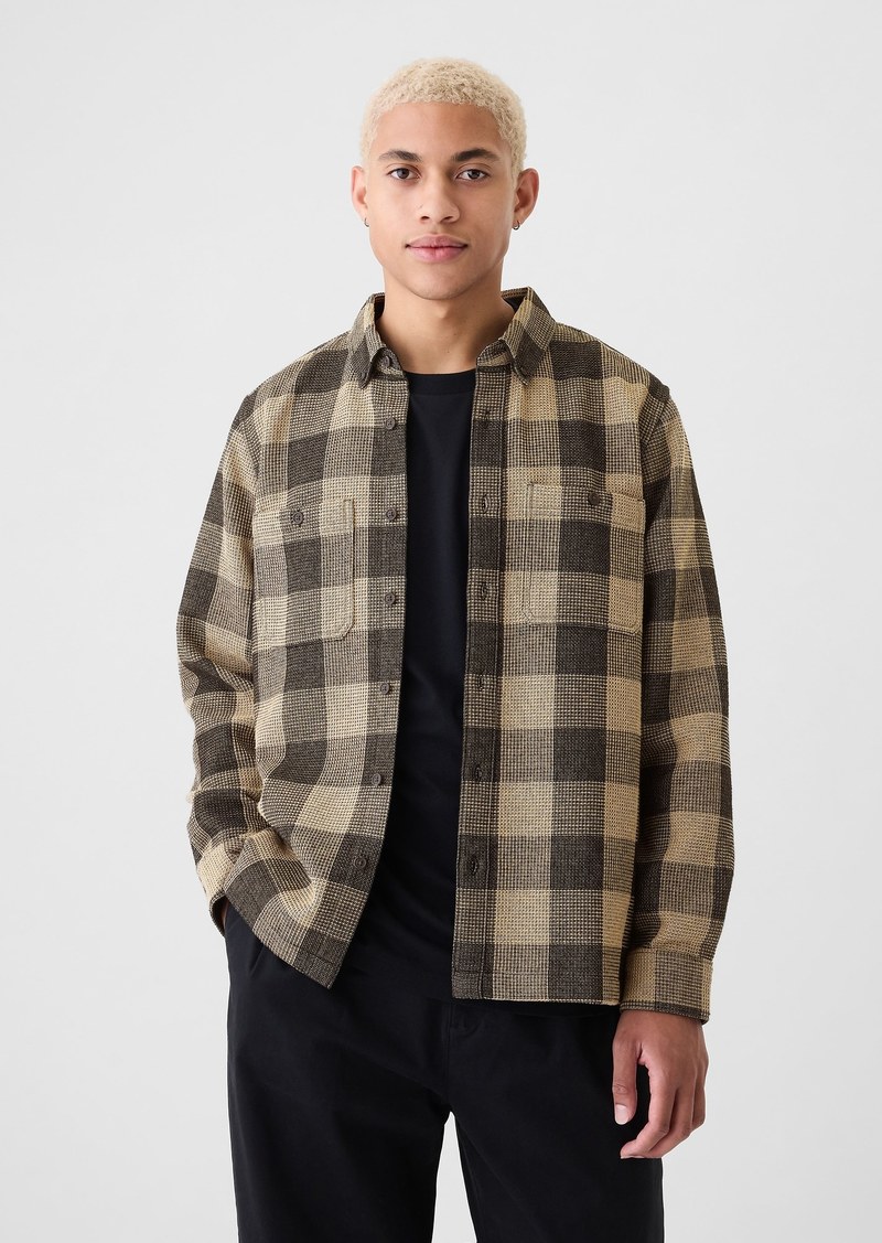 Gap Waffle-Knit Flannel Shirt