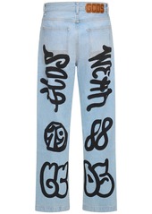 GCDS 22cm Graffiti Logo Wide Denim Jeans