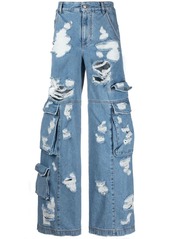 GCDS distressed wide-leg jeans