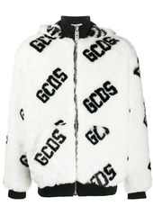 GCDS faux-fur logo hooded jacket