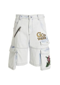 GCDS Bleached Embroidered Ultracargo' bermuda shorts