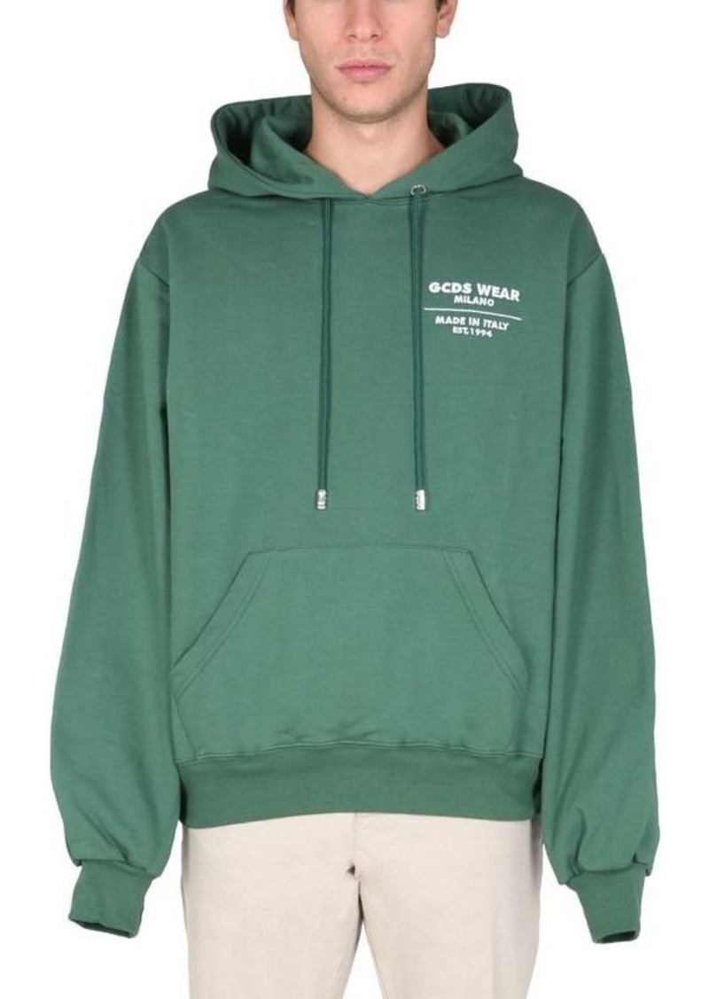 GCDS SWEATSHIRT WITH EMBROIDERED COLLEGE