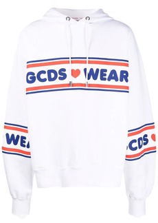 GCDS logo-print striped hoodie