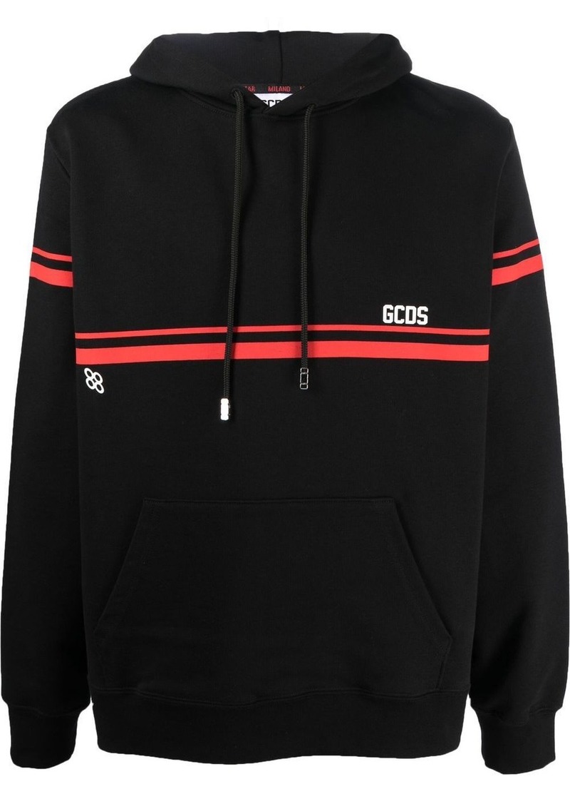GCDS stripe-detail cotton hoodie
