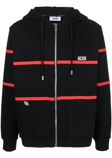 GCDS stripe-print zip-up hoodie