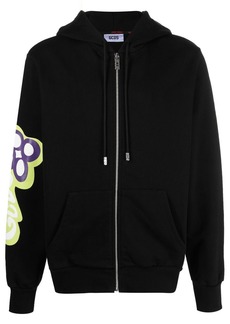 GCDS zip-up graphic print hoodie