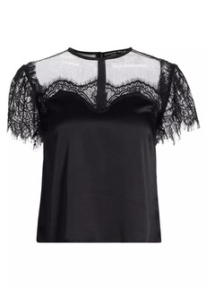 Generation Love Farren Eyelash Lace Satin Blouse