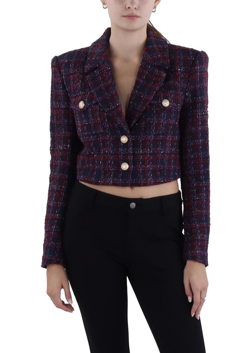 Generation Love Noah Womens Tweed Cropped Two-Button Blazer