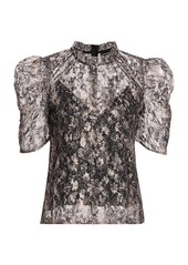 Generation Love Orla Lace Snake Print Puff-Sleeve Top