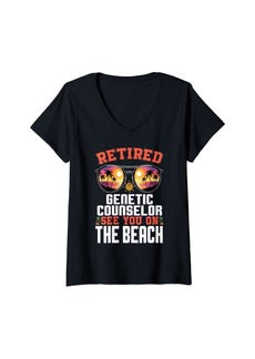 Genetic Denim Womens Beach Sunglasses Retired Genetic Counselor V-Neck T-Shirt