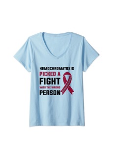 Genetic Denim Womens Hereditary Hemochromatosis Disease Awareness Month 2024 V-Neck T-Shirt