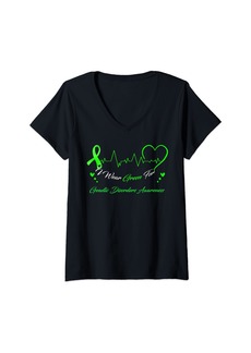 Genetic Denim Womens I Wear Green For GENETIC DISORDERS AWARENESS V-Neck T-Shirt