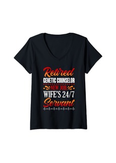 Genetic Denim Womens New Job Wife's 24/7 Servant Retired Genetic Counselor V-Neck T-Shirt