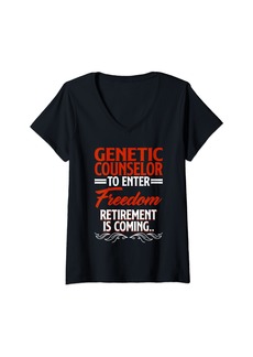 Genetic Denim Womens Retirement Coming Retired Genetic Counselor V-Neck T-Shirt