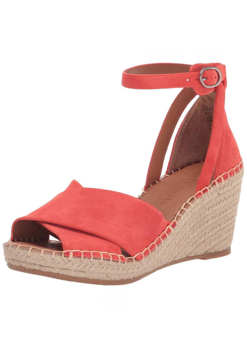 Gentle Souls by Kenneth Cole Women's Women's Charli X Band Buckle Heeled Sandal Espadrille Wedge