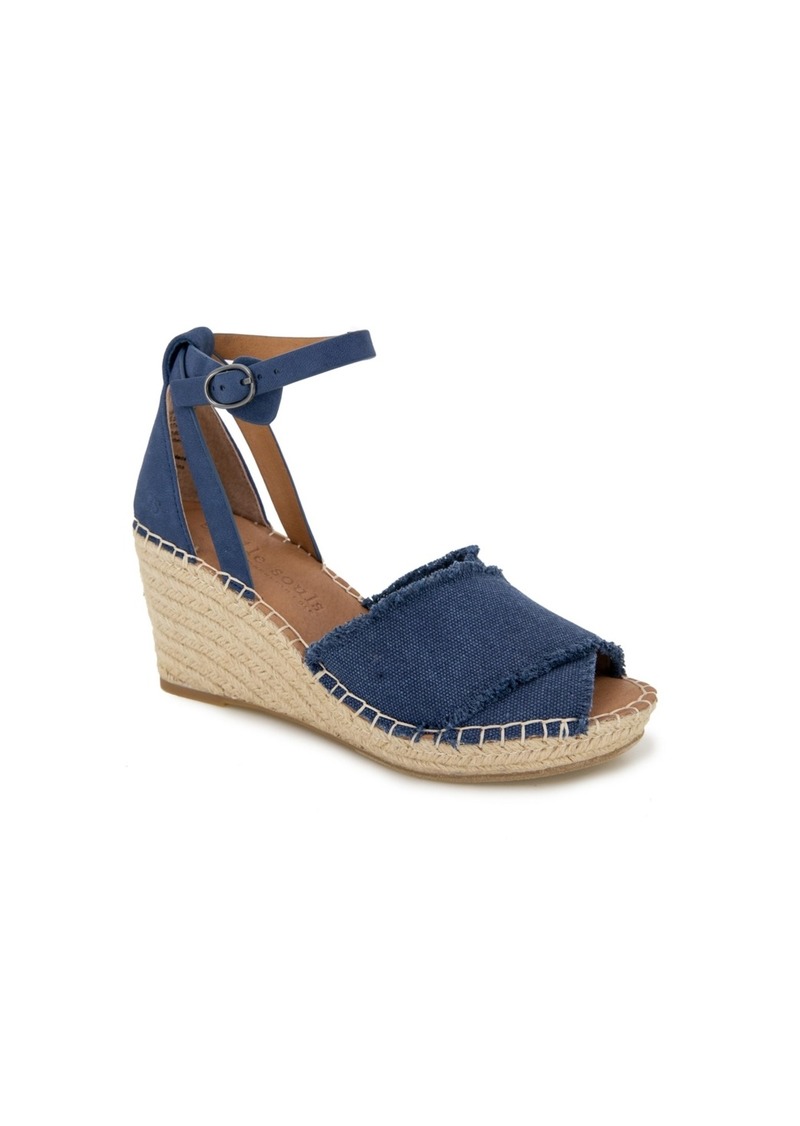 Gentle Souls Women's Charli X Band Buckle Sandals - Navy Canvas- Cotton