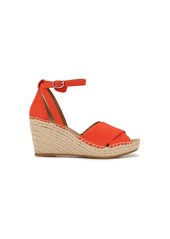 Gentle Souls Women's Charli X Band Wedge Espadrille Sandals - Bright Coral Suede