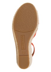 Gentle Souls Women's Charli X Band Wedge Espadrille Sandals - Bright Coral Suede