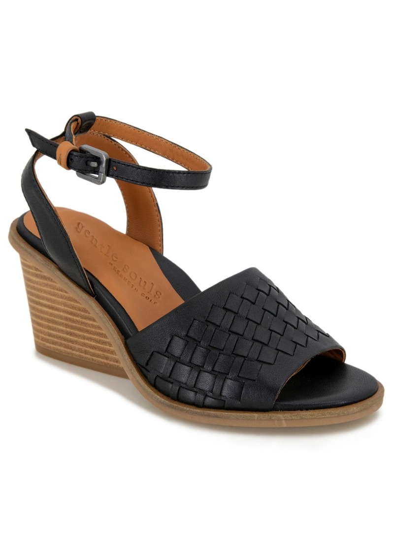 Gentle Souls Women's Nadia Wedge Heel Sandal - Black