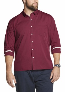 Geoffrey Beene Men's Big & Tall Big Easy Care Long Sleeve Button Down Shirt DEEP Oxblood Solid
