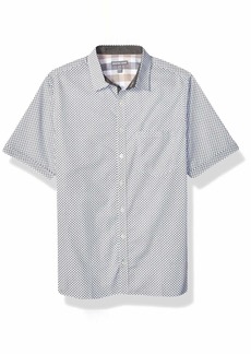 Geoffrey Beene Men's Big and Tall Easy Care Short Sleeve Button Down Shirt Bright White
