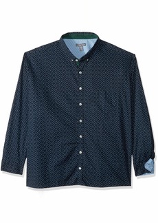 Geoffrey Beene Men's Big Easy Care Long Sleeve Button Down Shirt Black IRIS Flower Print