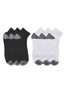 Geoffrey Beene Men's Cushioned Quarter Crew Socks, Pack of 6 - Black, White