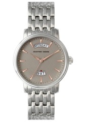Geoffrey Beene Textured Day Date Dial Bracelet Watch