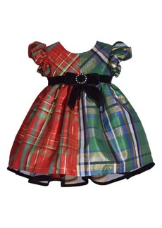 GERSON & GERSON Kids' Metallic Two-Tone Plaid Babydoll Dress